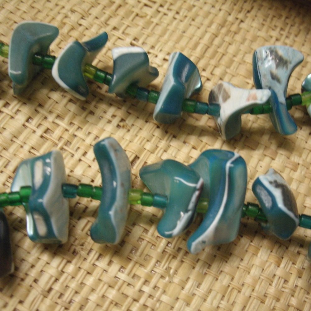 Handmade Blue Dyed Shell & Seed Bead Necklace - Picture 11 of 16